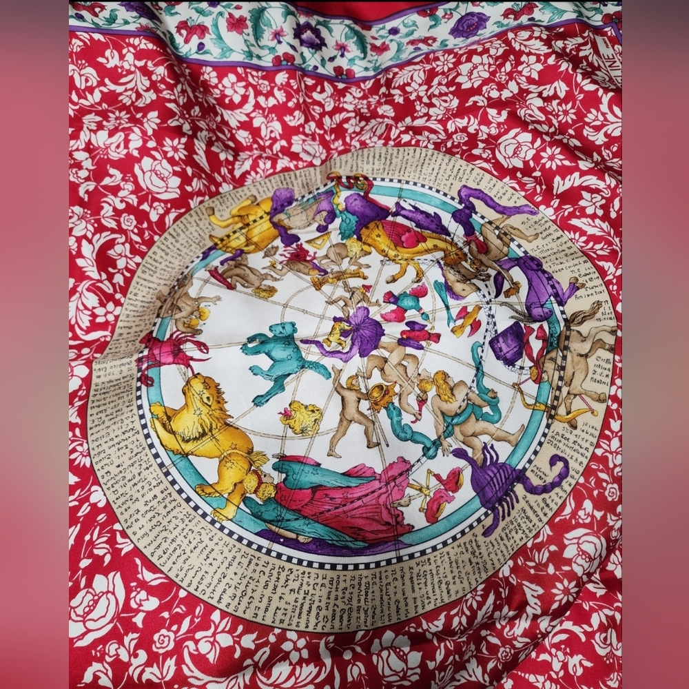 Celine Vintage 80's Zodiac Astrology Print Silk Scarf - Picture 2 of 7
